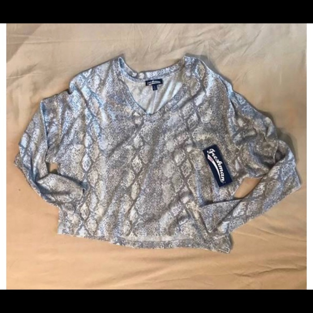 Freshman V Neck Snakeskin Sweater